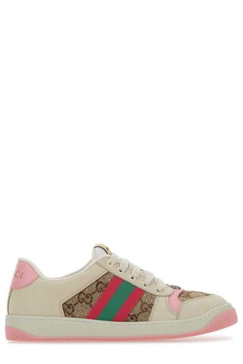 gucci crystal shoes pink|Gucci screener sneakers with crystals.